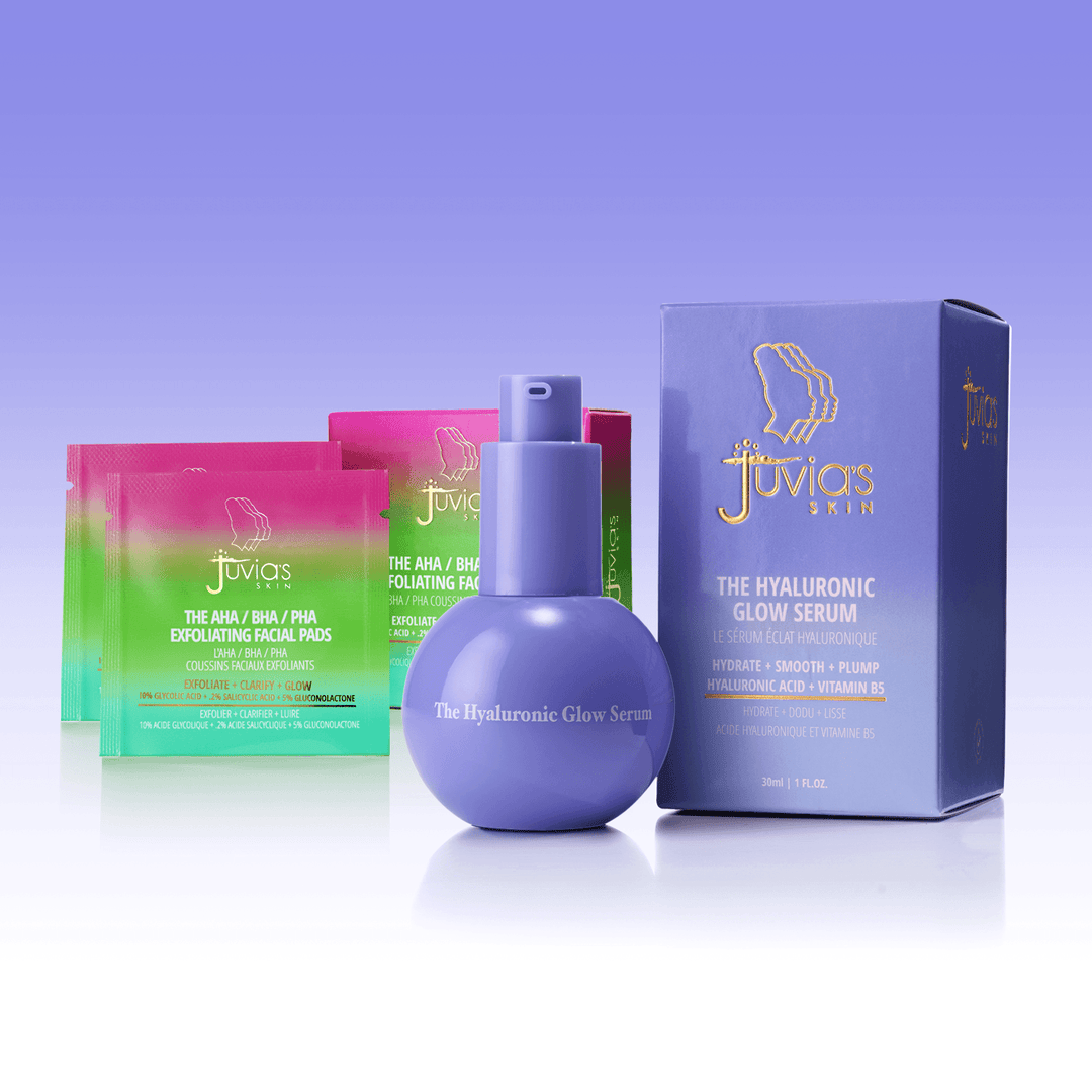 JuviasPlace Deep Cleanse Duo with AHA/BHA/PHA Exfoliating Facial Pads and Hyaluronic Glow Serum